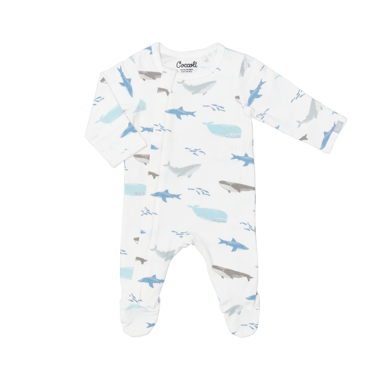 Infant/Kid Boy Modal Zipper Footie in Ocean Life by Coccoli