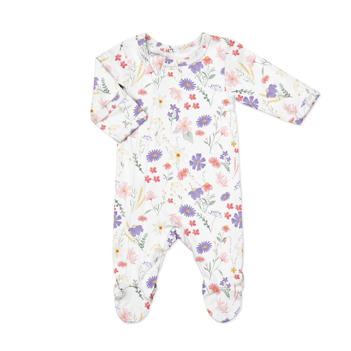 Modal Zipper Footie- Flowers on Cream by Coccoli