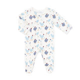 Modal Zipper Footie- Blue Chickens by Coccoli
