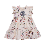 Girls Jennifer Dress- Tossed Crayons by Pink Chicken