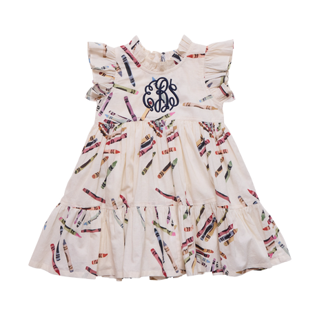 Girls Jennifer Dress- Tossed Crayons by Pink Chicken