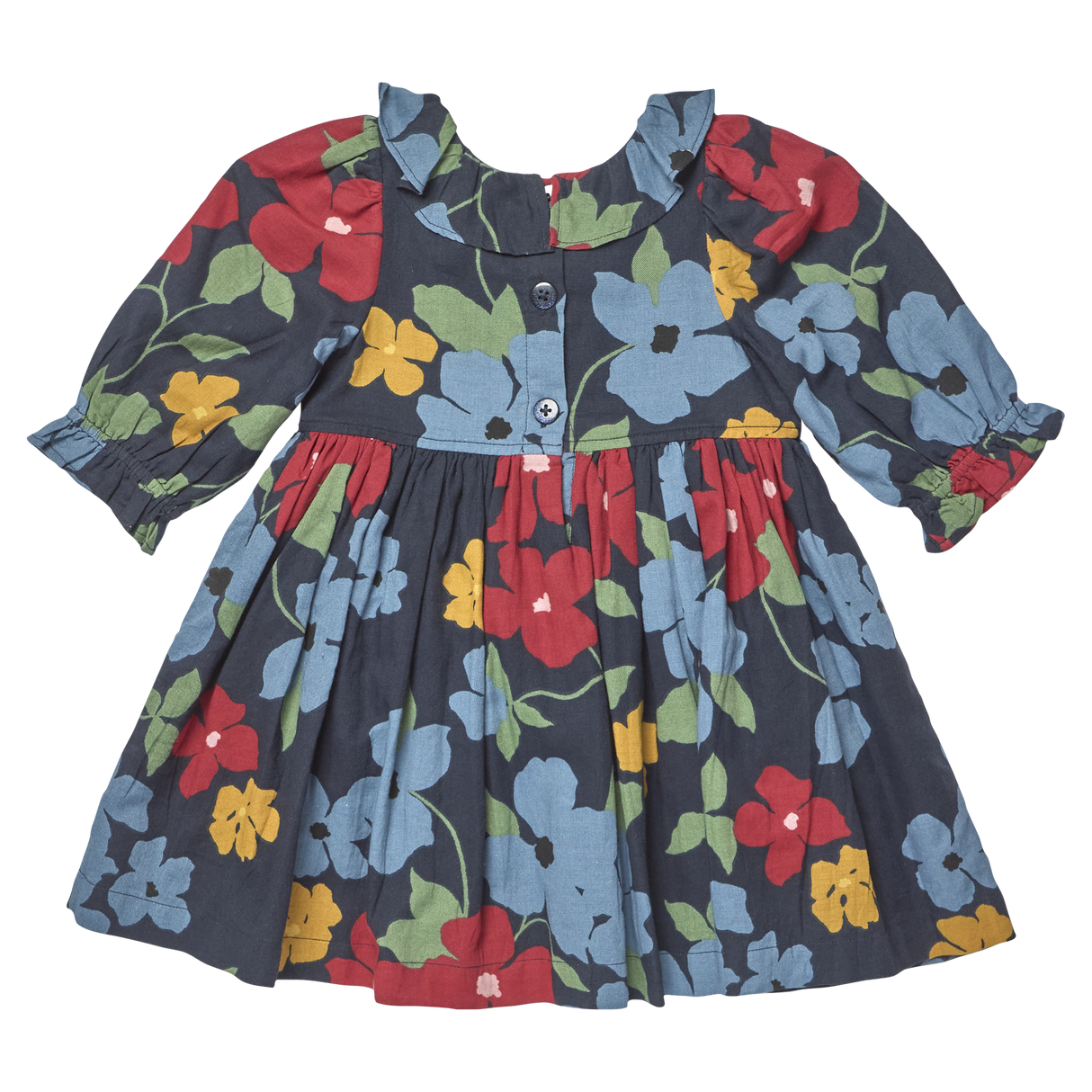 Girls Amara Dress- Navy Hibiscus Floral by Pink Chicken