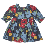 Girls Amara Dress- Navy Hibiscus Floral by Pink Chicken
