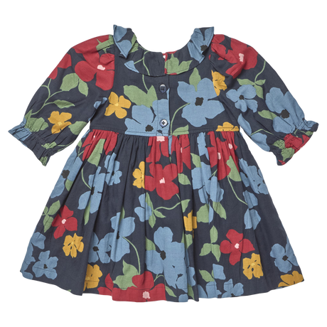 Girls Amara Dress- Navy Hibiscus Floral by Pink Chicken
