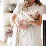 Minky Stretch Receiving Blanket- Plaid by Saranoni