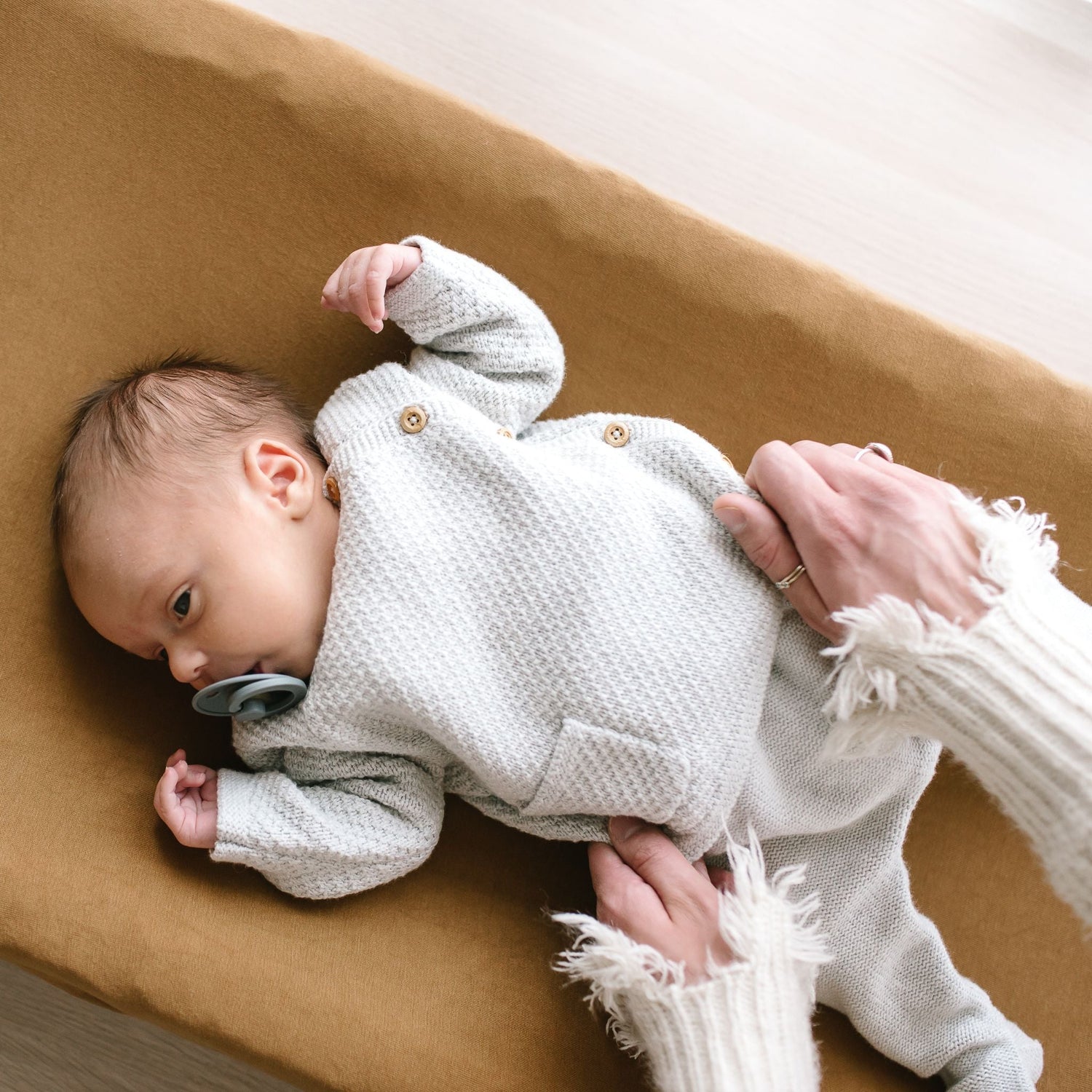 Premium Knit Diaper Changing Pad Cover- Camel by Copper Pearl