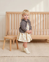 Ruffle Collar Cardigan || Navy Heather by Quincy Mae