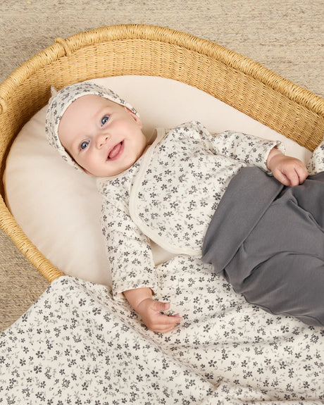Swaddle || Blue Floral by Quincy Mae