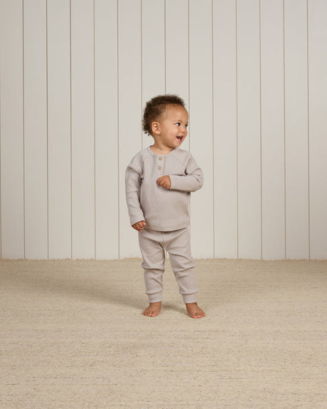 Henley Knit Top || Fog by Quincy Mae