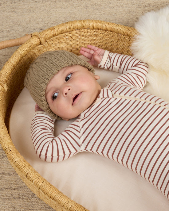 Bamboo Zip Footie || Candy Stripe by Quincy Mae