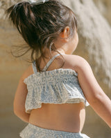 Smocked Ruffle Bikini || Blue Blossom by Quincy Mae