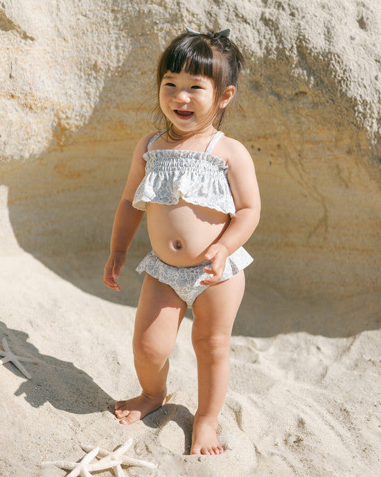 Smocked Ruffle Bikini || Blue Blossom by Quincy Mae