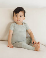 Bamboo Short Sleeve Pajama Set || Sage Grid by Quincy Mae