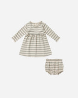 Long Sleeve Baby Dress || Basil Stripe by Quincy Mae