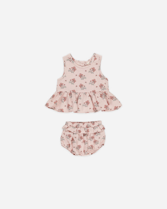 Sleeveless Peplum Set || Vintage Floral by Quincy Mae