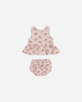 Sleeveless Peplum Set || Vintage Floral by Quincy Mae