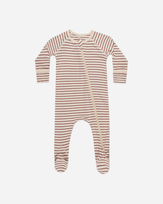 Bamboo Zip Footie || Candy Stripe by Quincy Mae