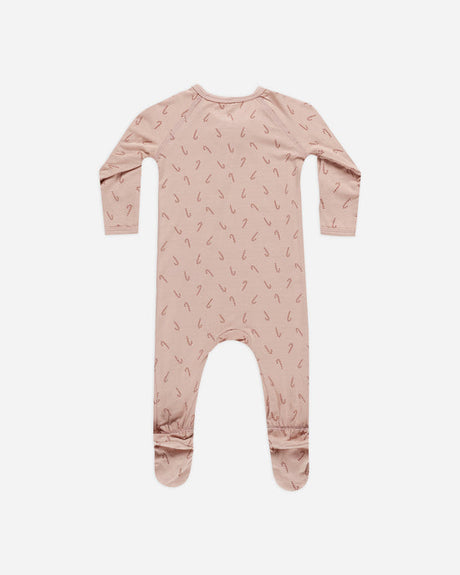 Bamboo Zip Footie || Candy Cane by Quincy Mae