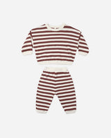 Waffle Slouch Set || Black Cherry Stripe by Quincy Mae
