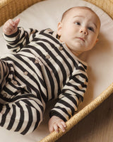 Waffle Long Sleeve Jumpsuit || Black Stripe by Quincy Mae