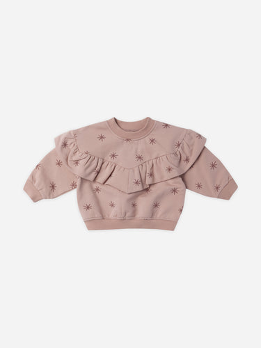 Ruffle Fleece Sweatshirt || Snow Stars by Quincy Mae