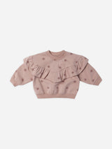 Ruffle Fleece Sweatshirt || Snow Stars by Quincy Mae