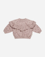 Ruffle Fleece Sweatshirt || Polka Dot by Quincy Mae