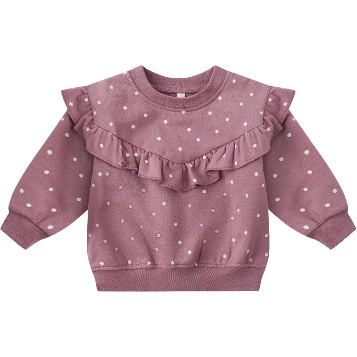 Quincy Mae Ruffle Fleece Sweatshirt || Polka Dots