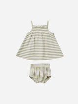 smocked tank + bloomer set || sage stripe by Quincy Mae