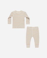 Ribbed Tee + Legging Set || Latte Stripe by Quincy Mae