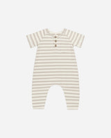 Short Sleeve Jumpsuit || Grey Stripe by Quincy Mae