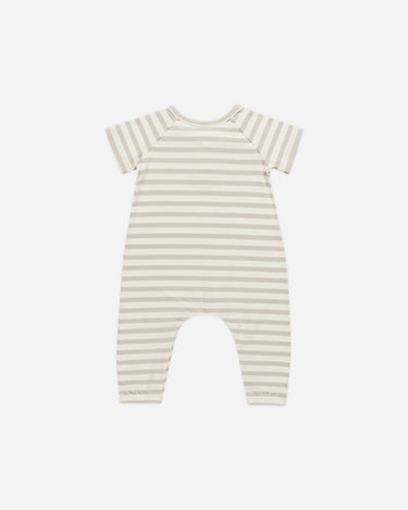 Short Sleeve Jumpsuit || Grey Stripe by Quincy Mae