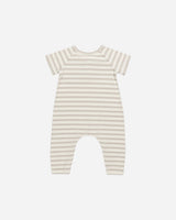 Short Sleeve Jumpsuit || Grey Stripe by Quincy Mae