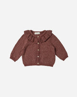Ruffle Collar Cardigan || Plum Heather by Quincy Mae