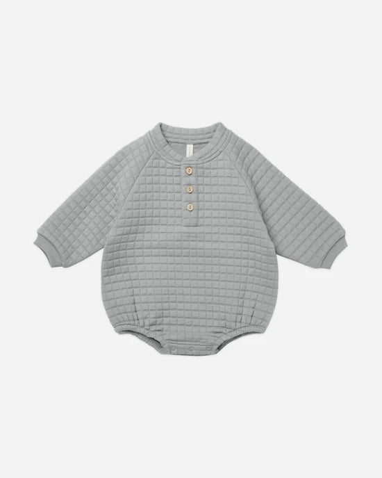 Henley Bubble Romper || Dusty Blue by Quincy Mae