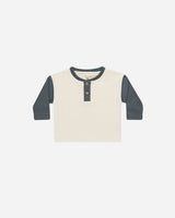 Long Sleeve Henley Tee || Indigo by Quincy Mae