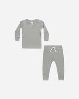 Waffle Top + Pant Set || Dusty Blue by Quincy Mae