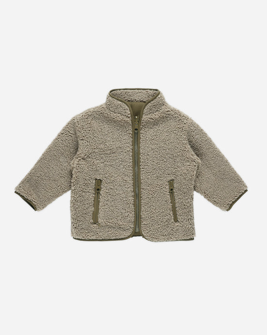 Shearling Zip Jacket || Olive by Quincy Mae