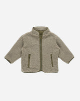 Shearling Zip Jacket || Olive by Quincy Mae