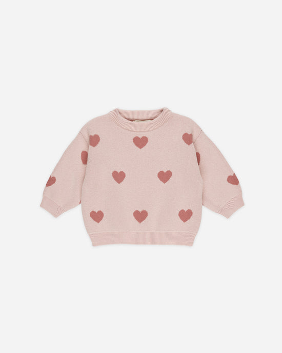 Heart Knit Sweater || Bubblegum by Quincy Mae