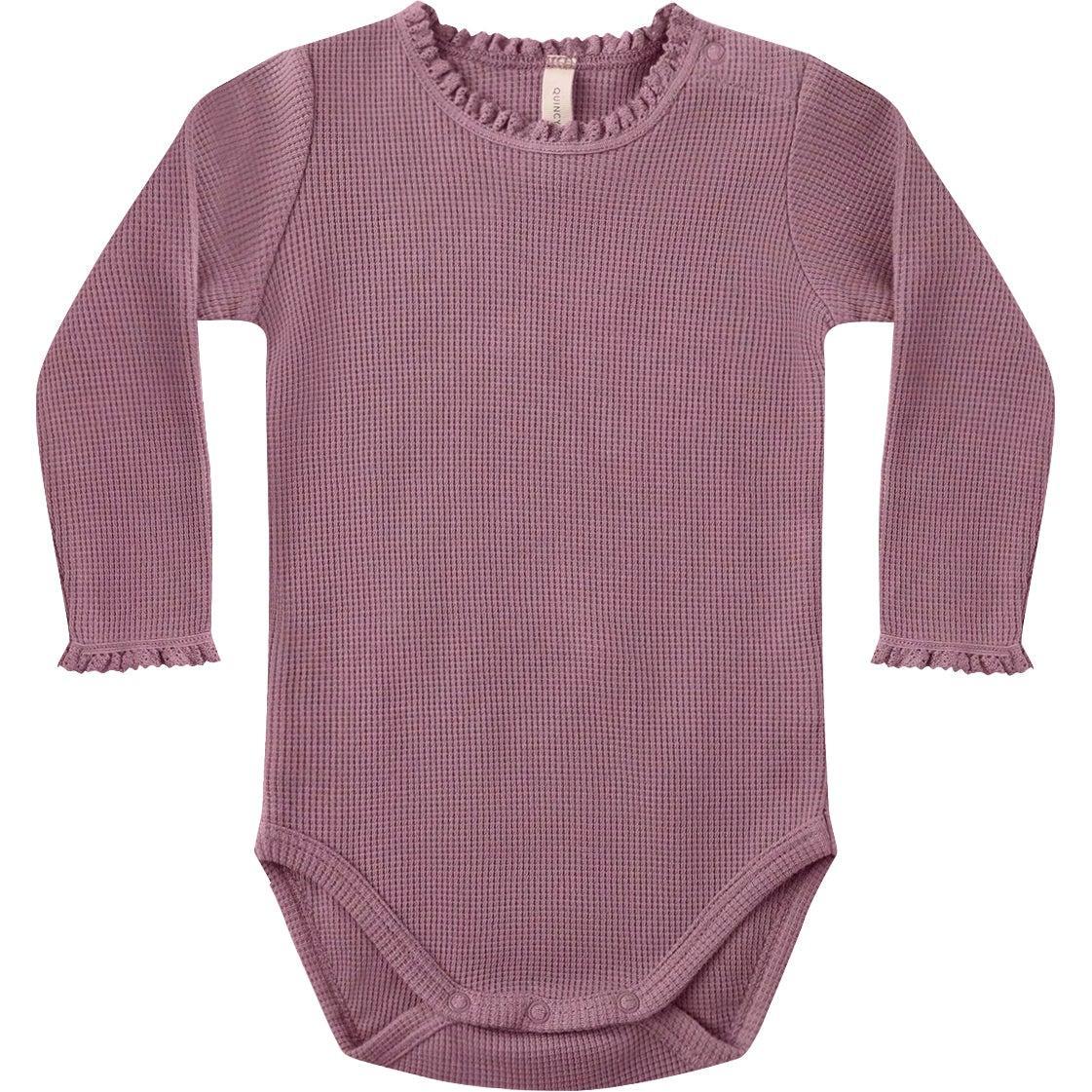 Quincy Mae Waffle Long Sleeve Bodysuit || Mulberry