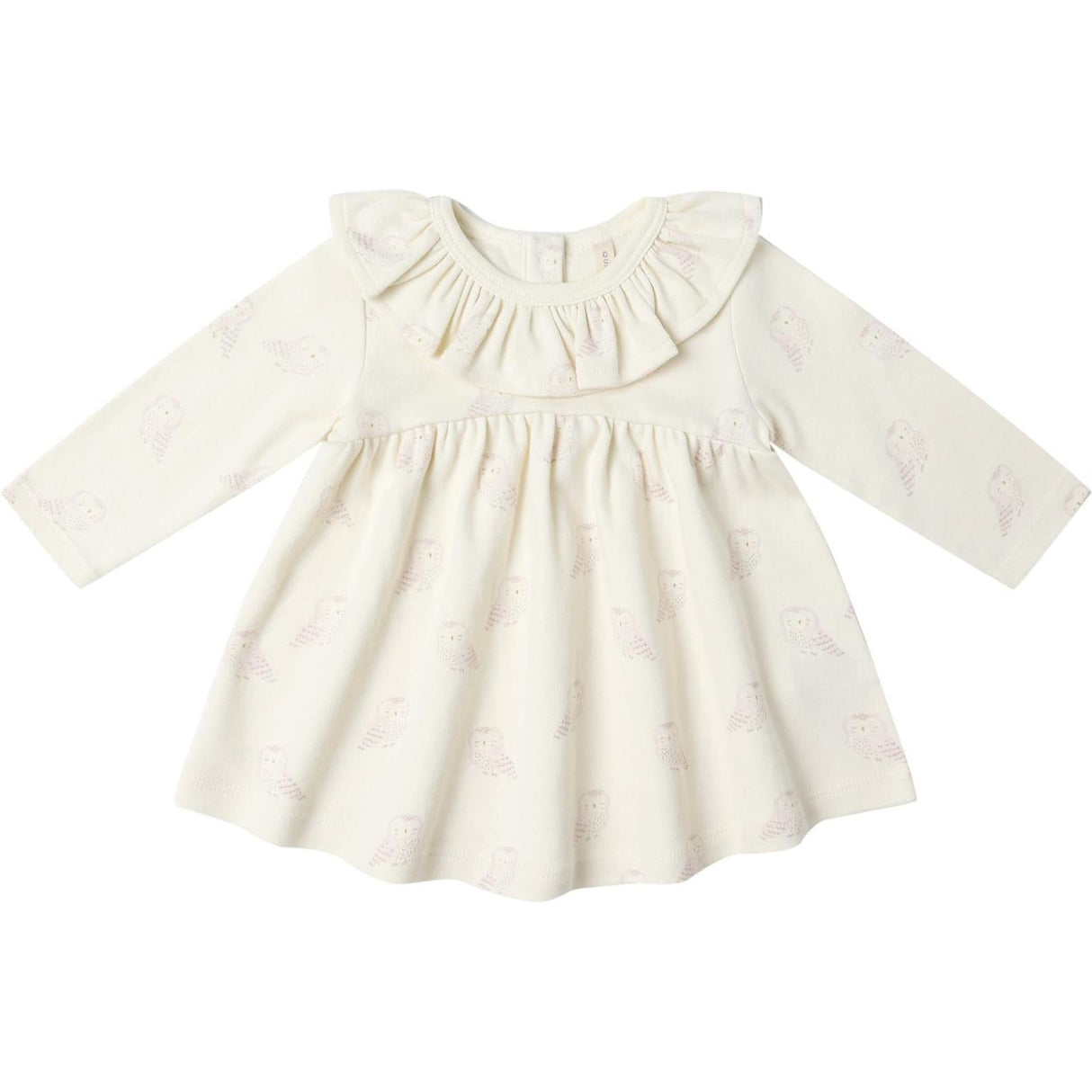 Quincy Mae Ruffle Collar Jersey Dress || Snow Owls