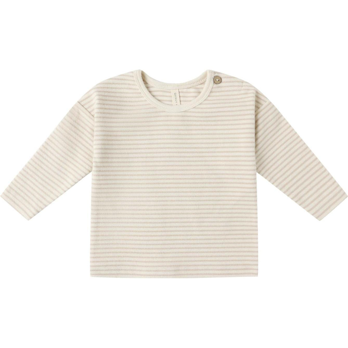 Quincy Mae Long Sleeve Tee || Oat Micro Stripe
