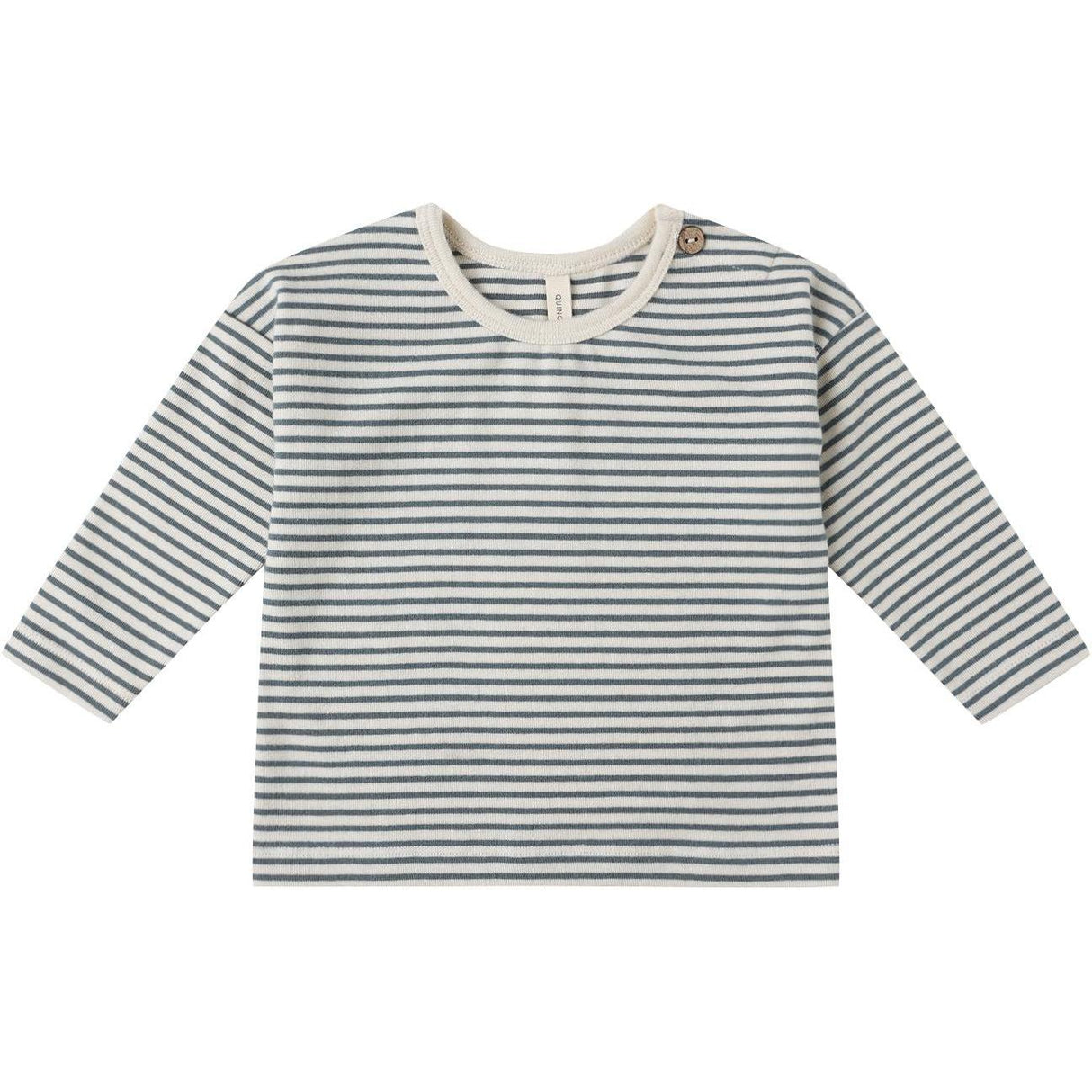 Quincy Mae Long Sleeve Tee || Ocean Micro Stripe