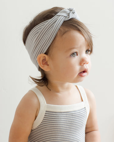 ribbed knotted headband || lagoon micro stripe by Quincy Mae