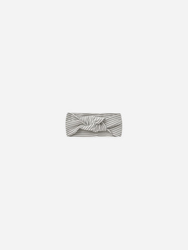 ribbed knotted headband || lagoon micro stripe by Quincy Mae