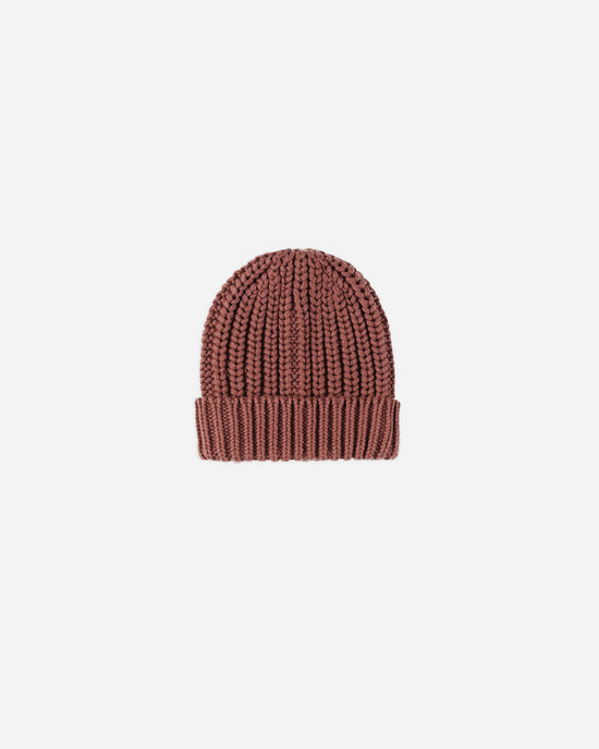 Chunky Knit Beanie || Cranberry by Quincy Mae