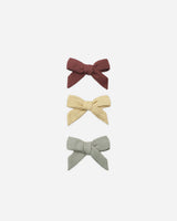 Bow W. Clip, Set Of 3 || Black Cherry, Butterscotch, Laurel
