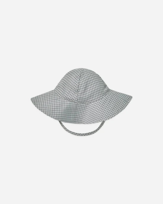 woven sun hat || blue gingham by Quincy Mae