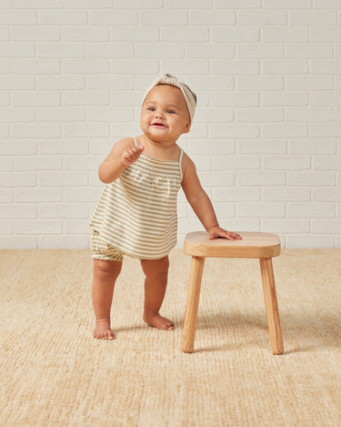 smocked tank + bloomer set || sage stripe by Quincy Mae